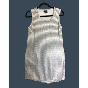 32 DEGREE COOL-WOMENS GREY/WHITE CREW NECK KNEE LENGHT POCKETS DRESS SIZE MEDIUM